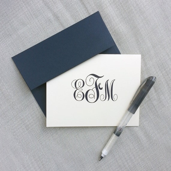 Personalized Stationery Monogram Folded Notecard Gift Set