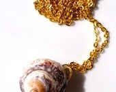 Sea shell art, Necklace with vintage Swarovski crystals and glass crystals, golden chain, Bohemian Chic