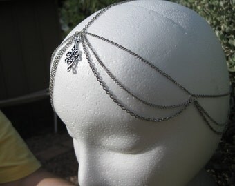Multi Strand Silver Chain Headpiece, Headband, Head Chain