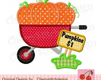 Pumpkin Wagon Digital Appliqque ,Fall and Thanksgiving embroidery designs-4x4 5x5 6x6 inch- Machine Embroidery Applique Design