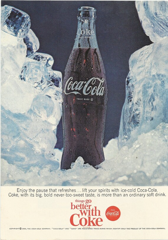 Coca Cola Original 1965 Vintage Print Ad Color by VintageAdarama