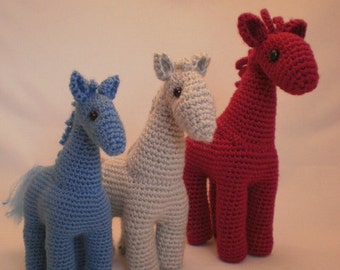 Three horses - decorative toy (perfect for beginners). Crochet pattern (PDF)