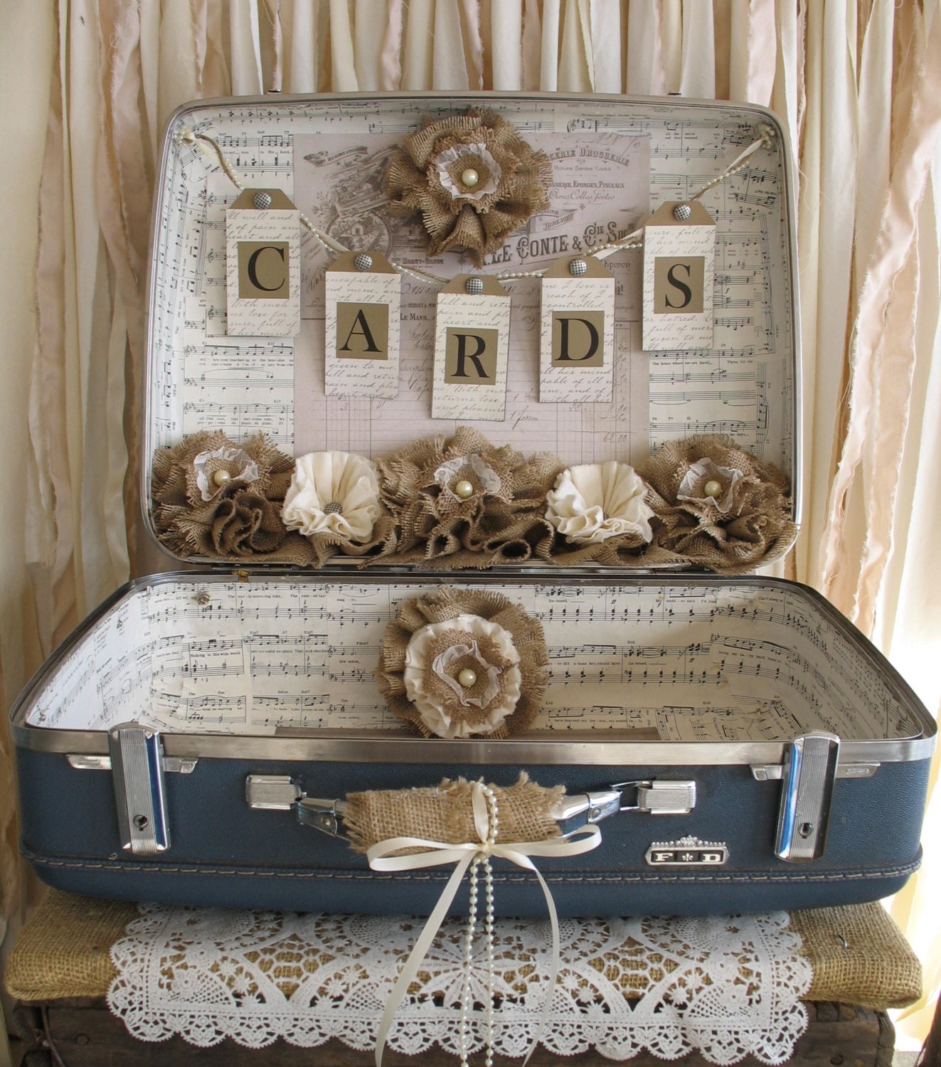 Vintage Suitcase Wedding Card Holder Shabby Chic Wedding