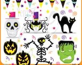 Holloween ClipArt "HALLOWEEN CLIP ART" pack,pumpkin,Skull,pumpkin,black cat,spider, for invitations, scrapbooking and all paper crafts Hs003 Il_170x135