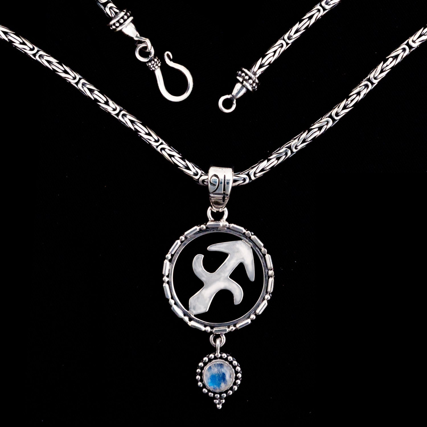 Sterling Silver Sagittarius Necklace by BluemoonstoneJewel on Etsy