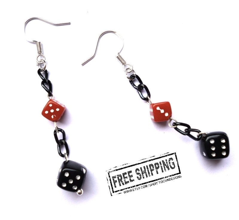 Dice Earrings dice jewelry Lucky 7 pinup jewelry