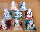 DIY advent calendar, printable templates, pyramid gift boxes 4 colors, just print, cut and fill them for your december christmas countdown