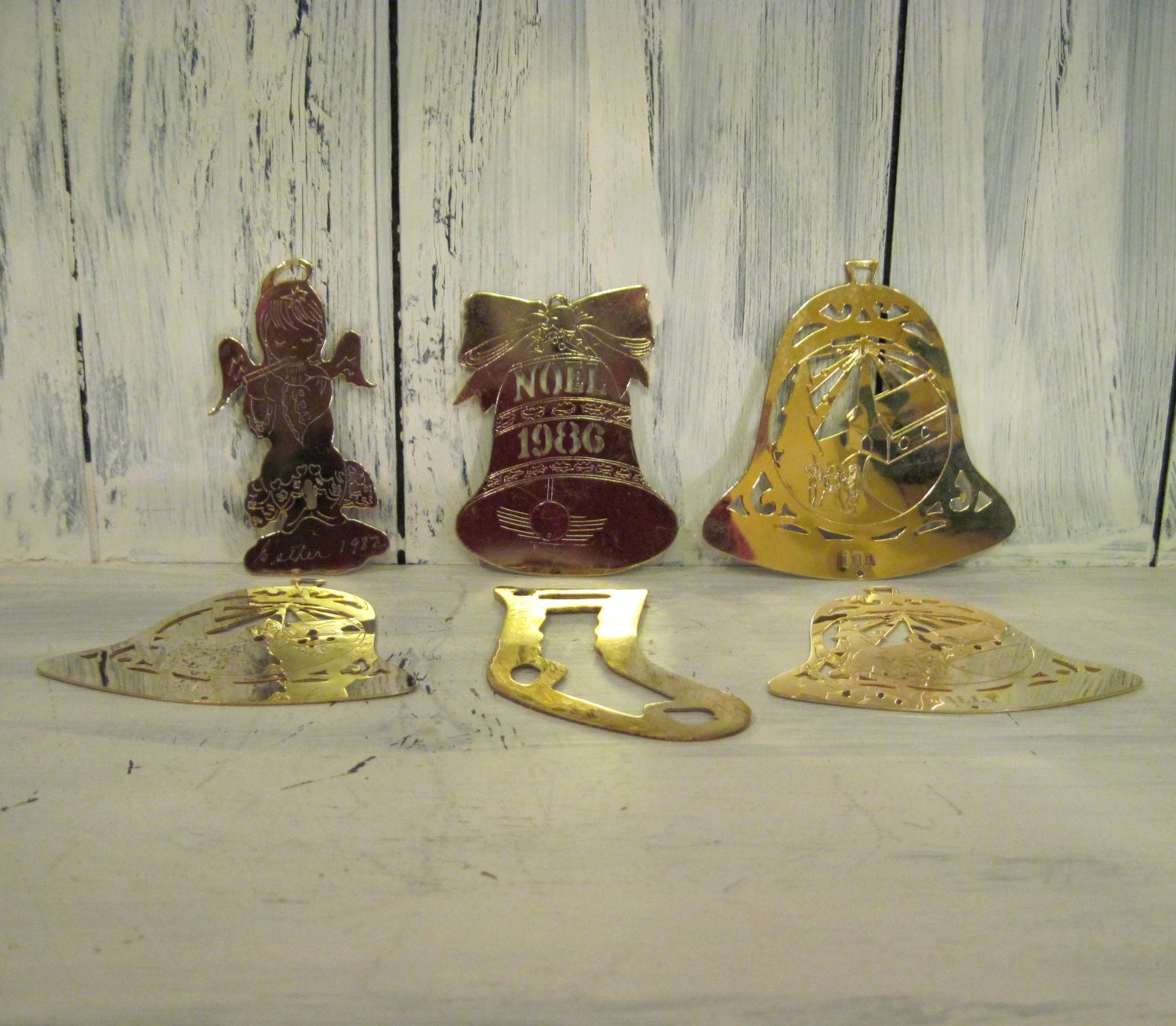 Vintage golden color metal Christmas ornaments Chirstman