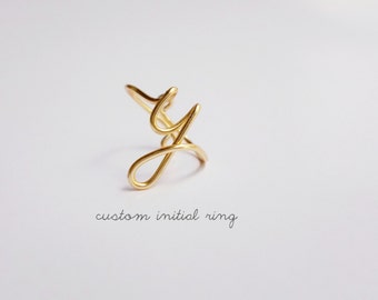 Gold Initial Ring / Bridesmaids Gifts on a Budget Custom initial ring / gold y ring / Rose Gold initial / Silver Initial Ring / Bff gifts