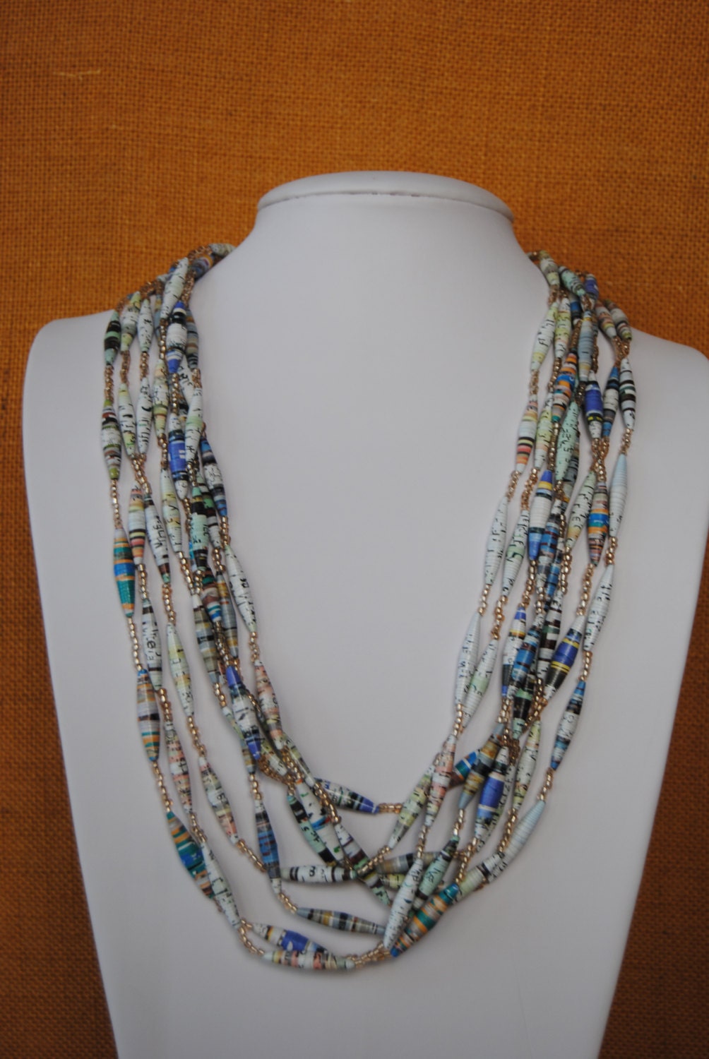 Handmade African Paper Bead Necklace