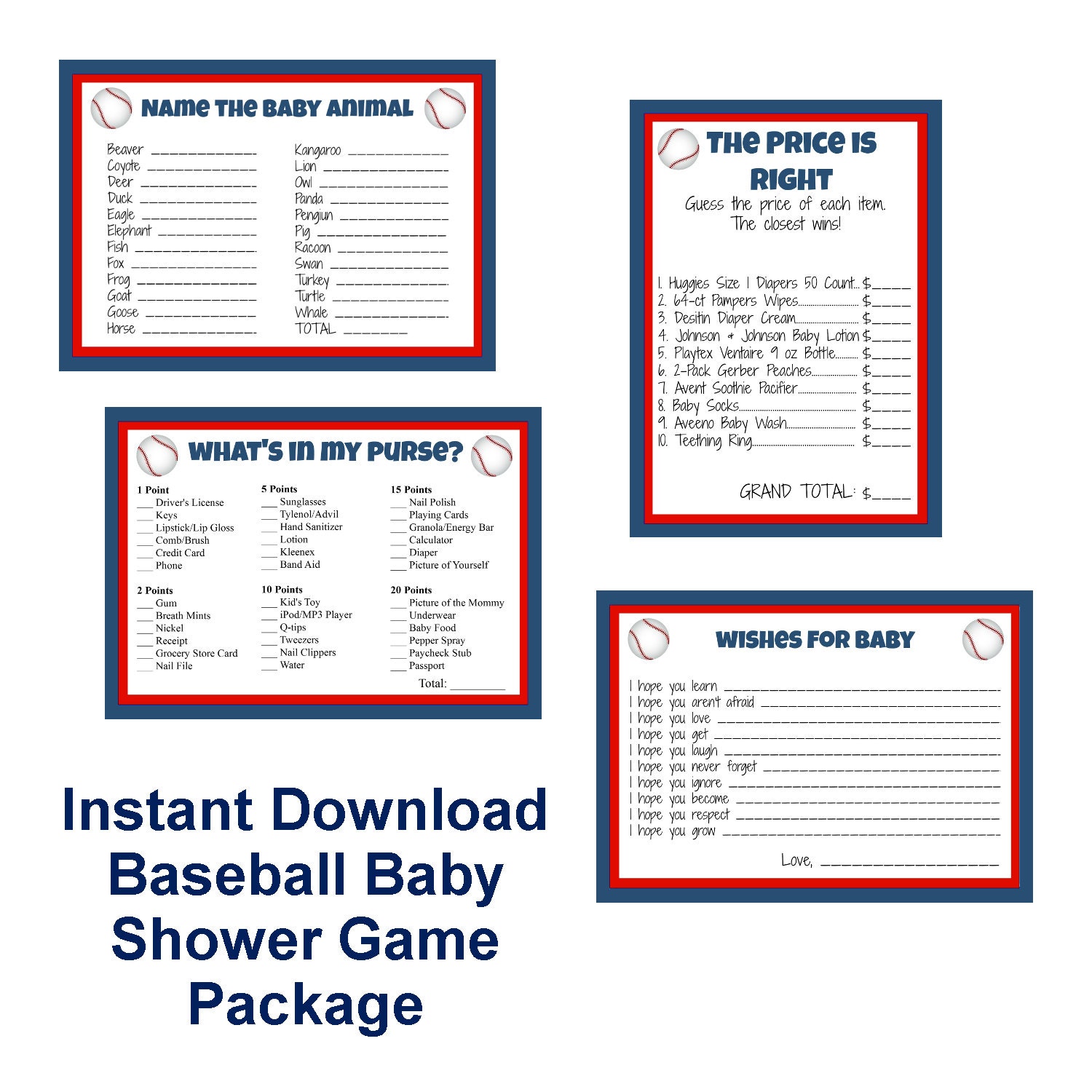 SALE INSTANT DOWNLOAD Baseball Baby Shower by DivinePartyDesign