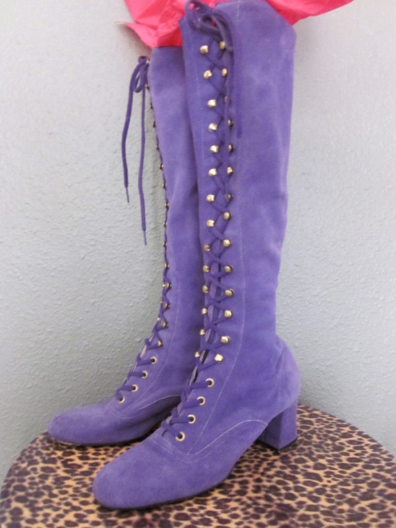 1960's Purple Suede Lace Up Boots