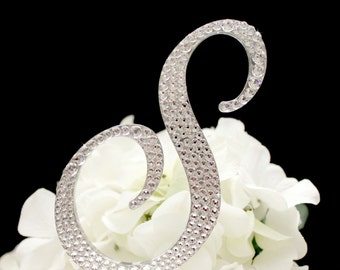 5" Monogram Wedding Cake Topper, Initial Cake Topper letter, Swarovski Crystals, letters A B C D E F G H I J K L M N O P Q R S T U V W X Y Z