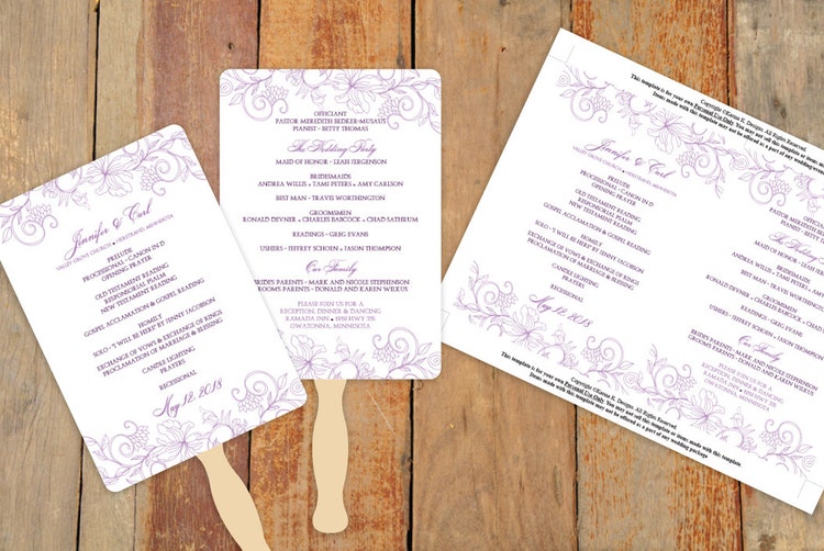 Wedding Fan Program Template Instant Download by KarmaKWeddings