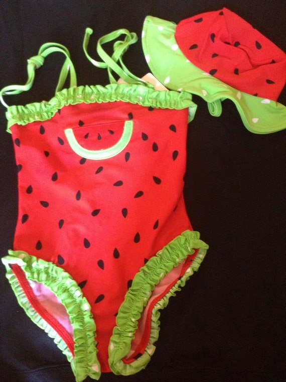 Baby and toddler girl watermelon swim suit by GigglesandWigglesBtq