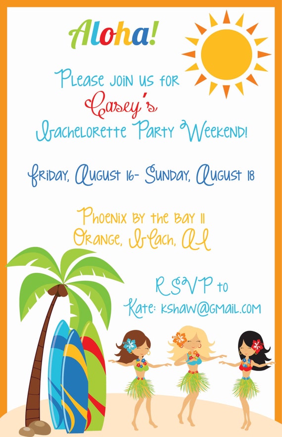 Luau Bachelorette Party Invitations 7