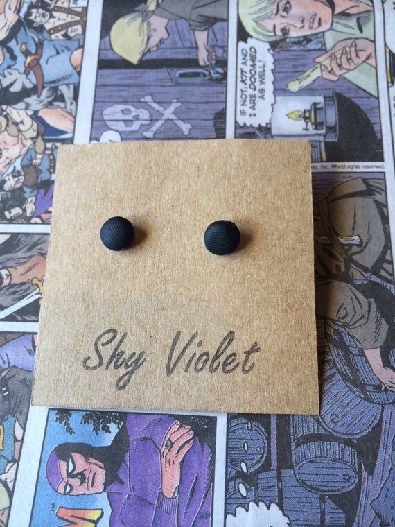 Items similar to Black handmade polymer clay stud earrings on Etsy