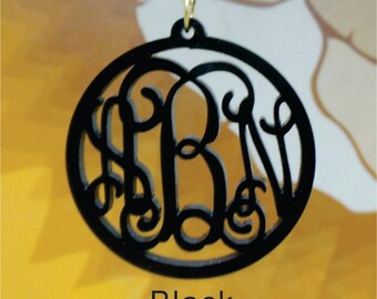 Custom Handmade Acrylic Vine Monogram With Circle Border Necklace Pretty Lasercut Jewelry-Bridesmaids Gift