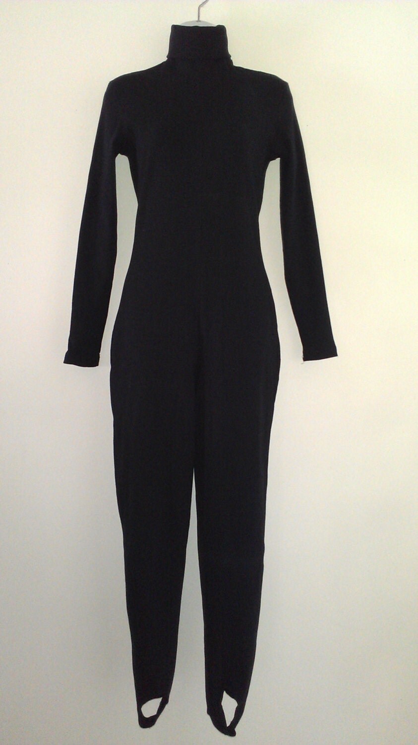 Vintage 80s Black Stirrup Catsuit-Jumpsuit by by ThriftyGirlsRock