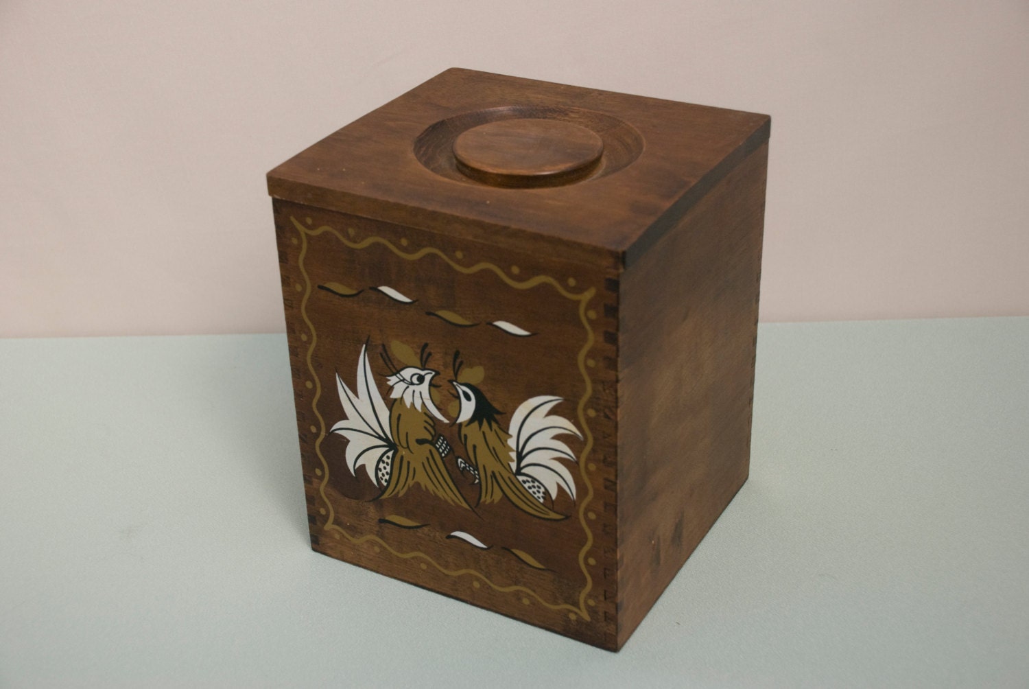Rooster Wooden Dry Goods Canister Free Shipping