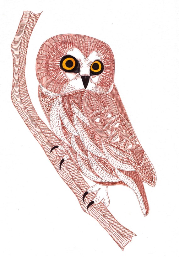 Pen & Ink Owl Print