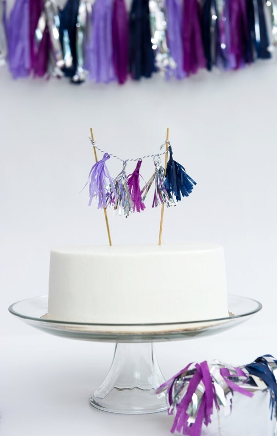 Tissue Tassel Cake Topper with Mylar