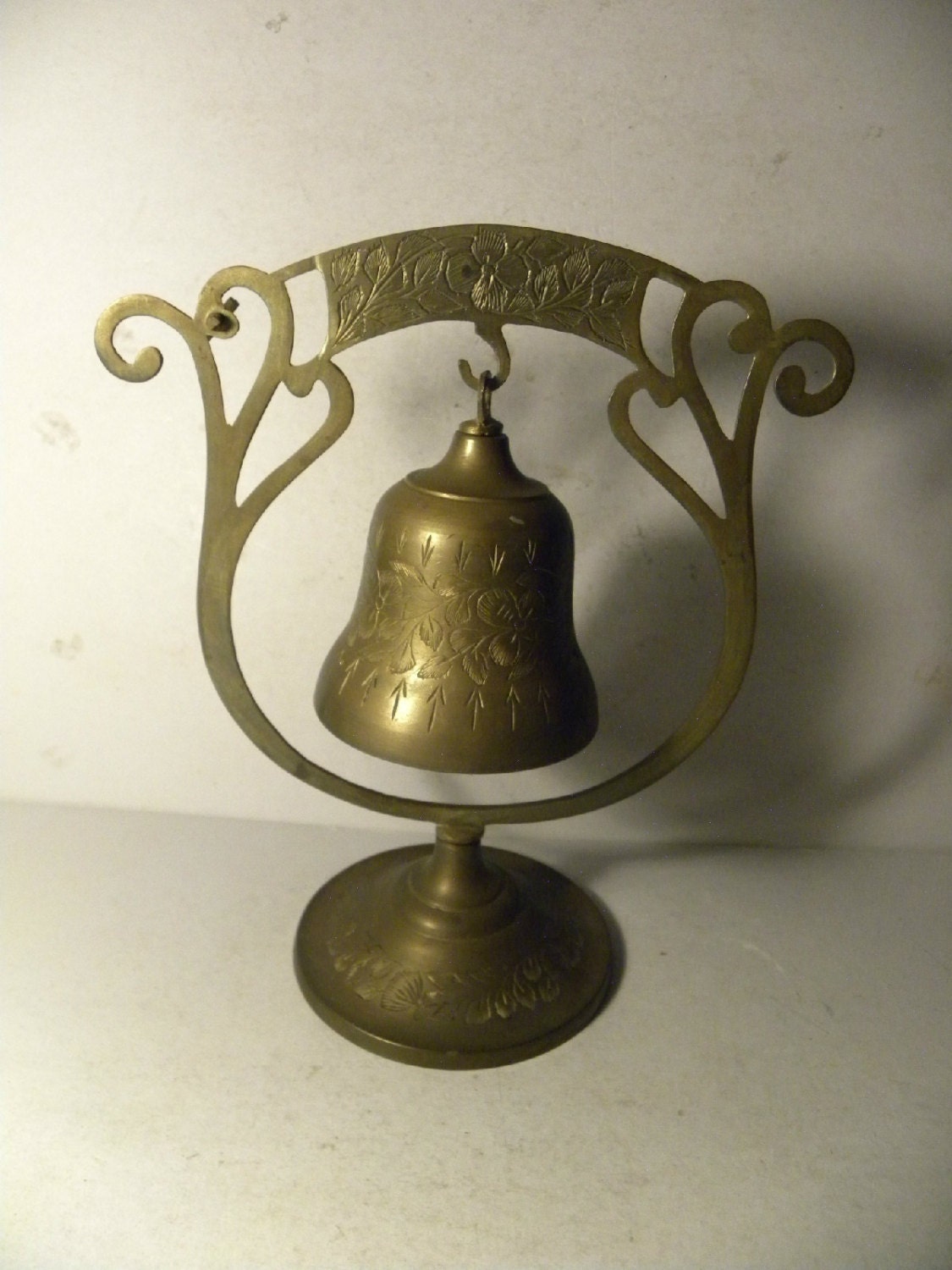Vintage Brass Hanging Bell Gong. Engraved. by BigAlsKollects
