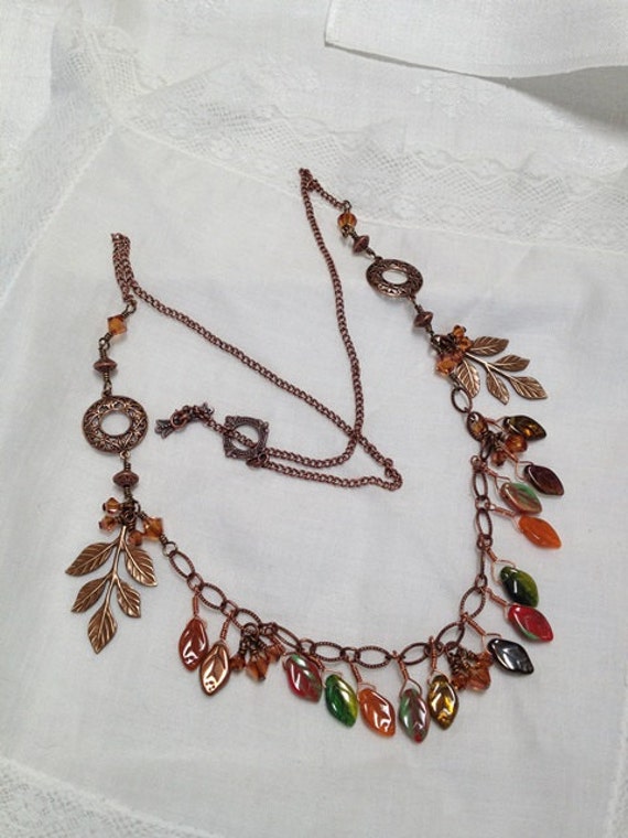 Autumn's Fire Fall Leaf Necklace