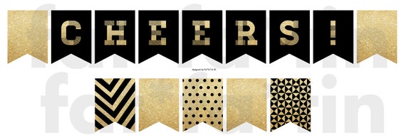 INSTANT DOWNLOAD Cheers Gold Glitter Printable Bunting by fatfatin