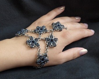 Chainmaille Bracelet - Unique Steel/Titanium Finger Bracelet with Chainmail Celtic Motif