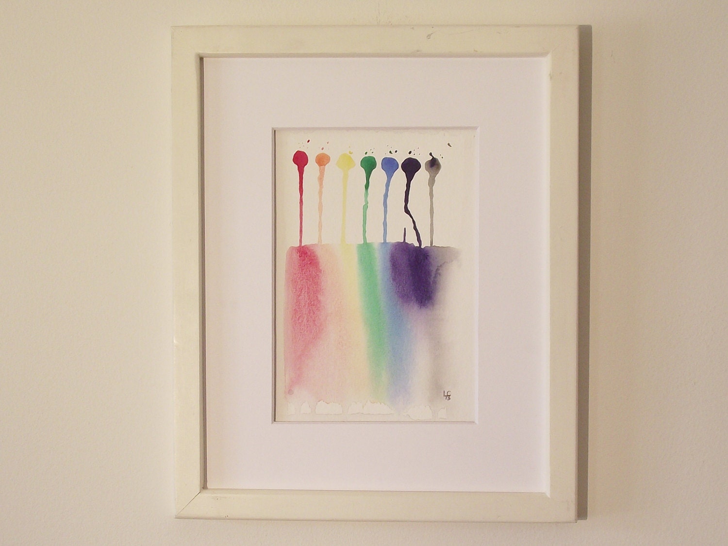 Small Watercolor Drip Splatter Painting Vertical by LAChhayStudio