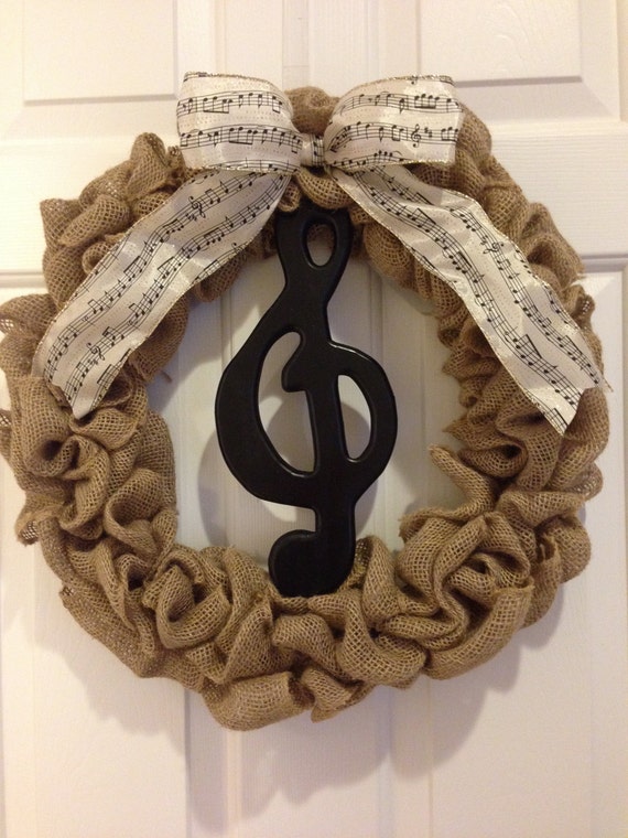 music wreath burlap wreath featuring a treble clef and music wreath burlap wreath featuring a treble clef and
