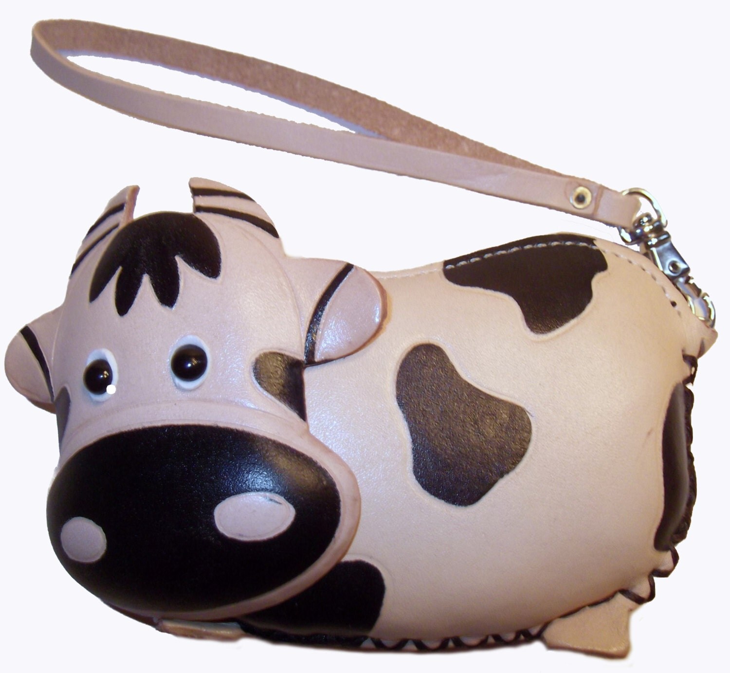 Cow Gift Ollie the Cow Black & White Leather Cow Coin