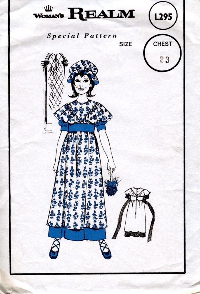 Girl's Dress and Mop Cap Vintage Sewing Pattern. UNCUT.