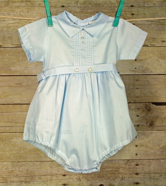 Vintage Baby Boys Light Blue Romper Size by SweetAsAPeachKids2