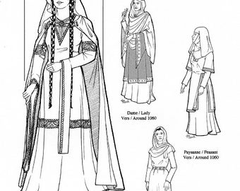 MAR1001 – “Romanesque” Period Women’s Sets / 1060 or 1150 / Habillements de femmes du Moyen Âge “roman”