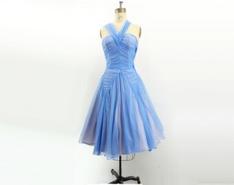 ... Tea Length, Crystal Blue, Blue Lilac Prom Dress, Size Extra Small