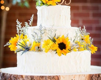 12" STUMP Rustic Wood Tree Slice Wedding Cake Base, Wooden Slab Stand, Perfect Engagement Gift, Beautiful Raw Bark, Made in Colorado