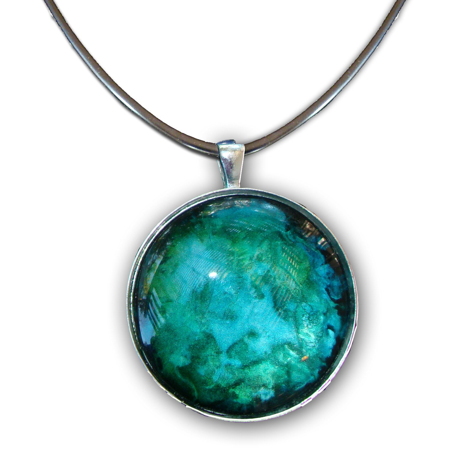 Art Pendant Hand painted glass pendant Hand painted jewelry