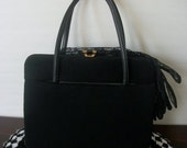 1950s Black Felt Handbag/ Evening Wear/ Formal wear/ Wedding