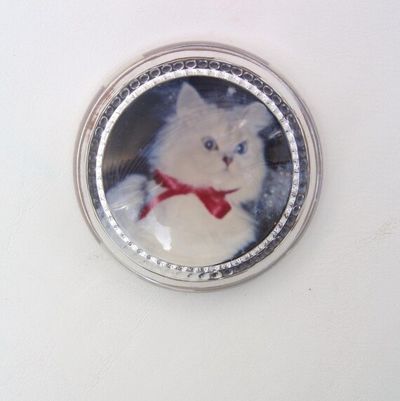 Vintage Cat Paperweight Glass Paper Weight Cat Decor Desk Accessories