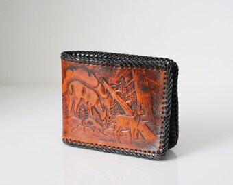 Leather Wallet / Deer / Brown / Hand Laced
