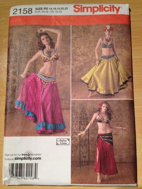 Simplicity Costume Sewing Pattern 2158 Misses Beledi Belly Dancer Size 14-22