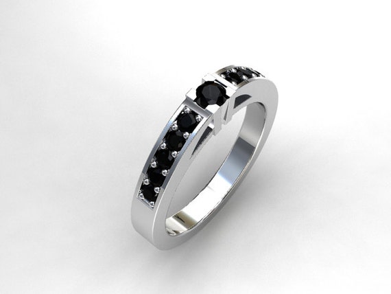 Black diamond ring, white gold, engagement ring, gothic, unique ...