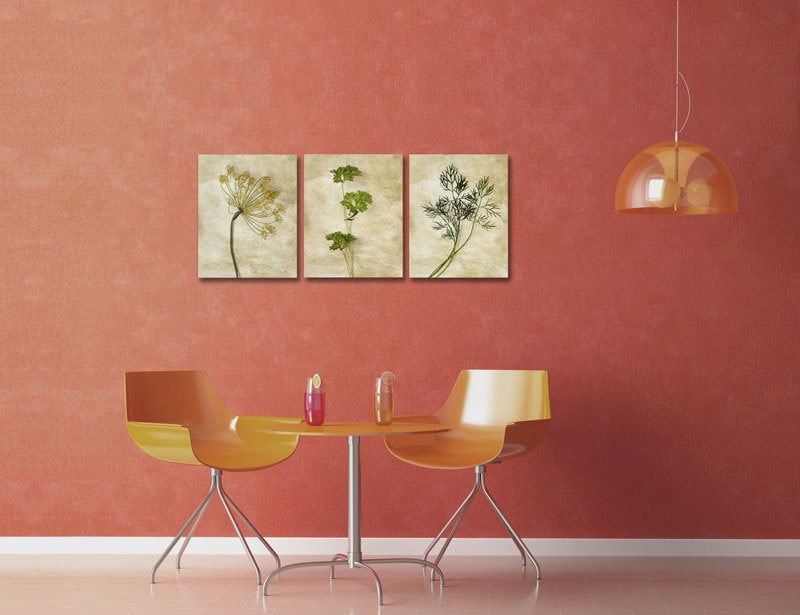 Kitchen wall decor neutral prints set botanical prints set
