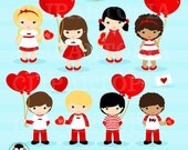 Valentine Clipart: "VALENTINE CLIPART", Love Clipart , Boy and Girl Valentine Clip Art , Cute Love Clip Art , Commercial & Personal Il_170x135