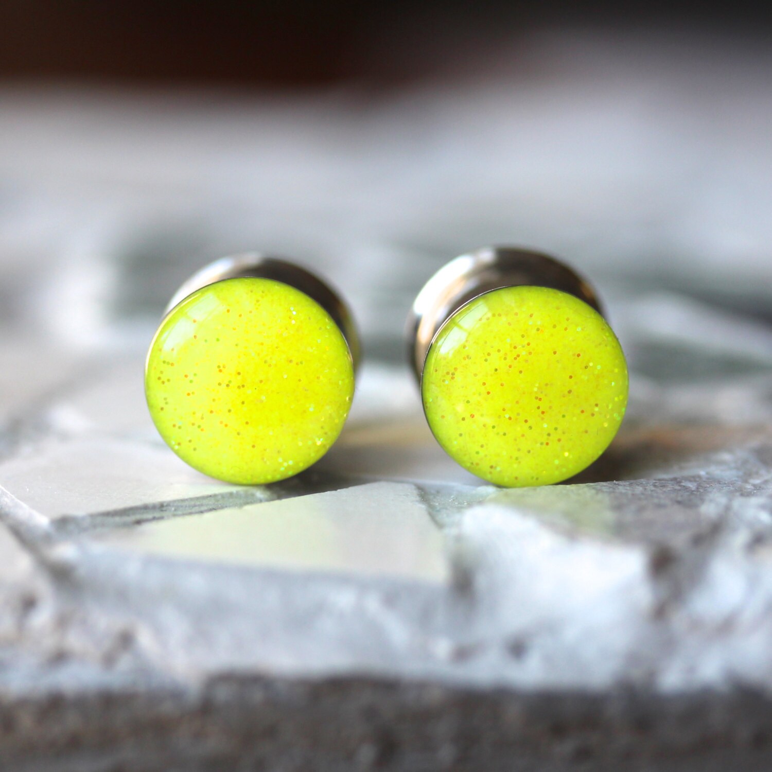 Yellow Plugs Yellow Gauges Bright Yellow Guages Gage