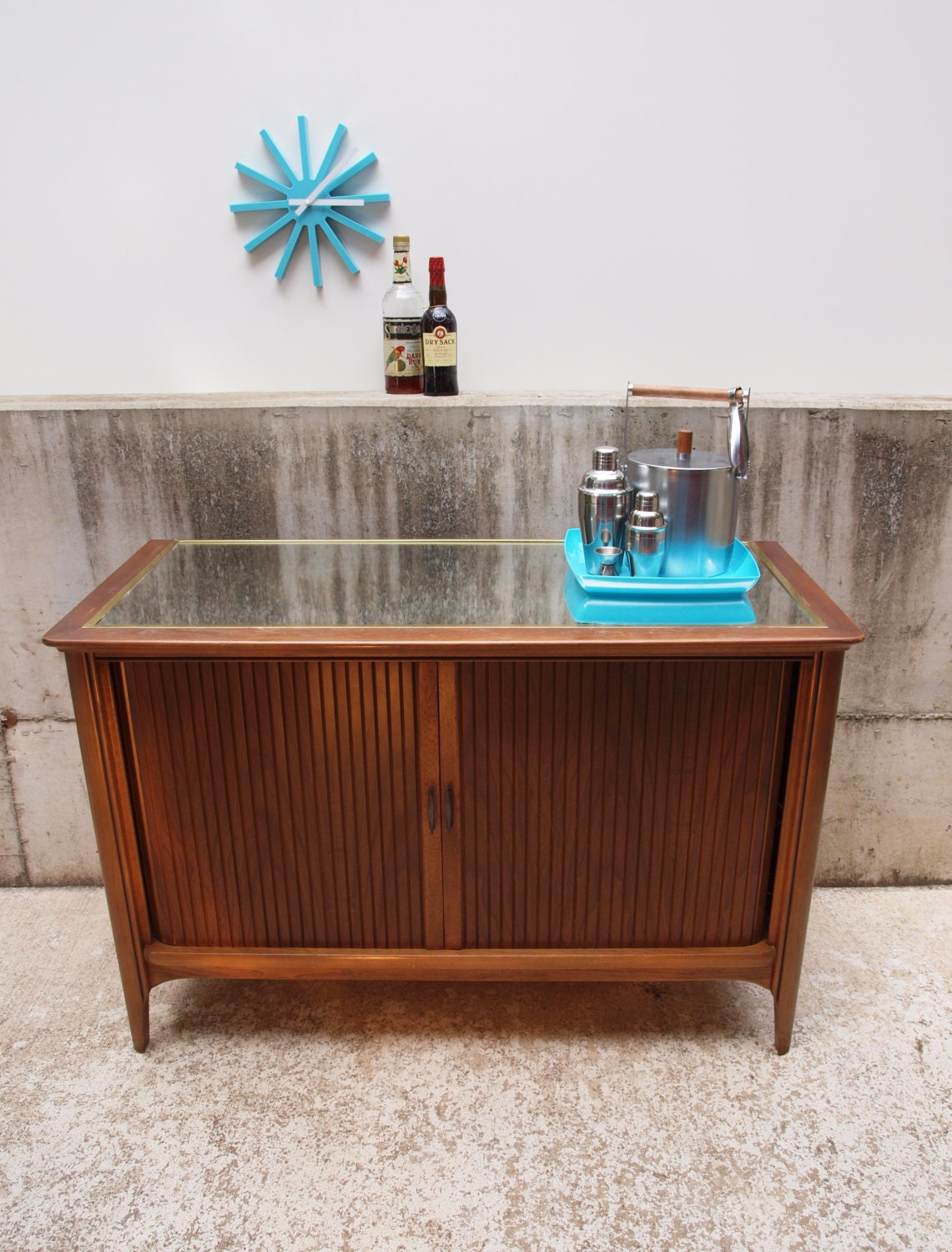 Mid Century Upcycled Tv Bar PICK UP by ELEMENTSofIRONnWOOD