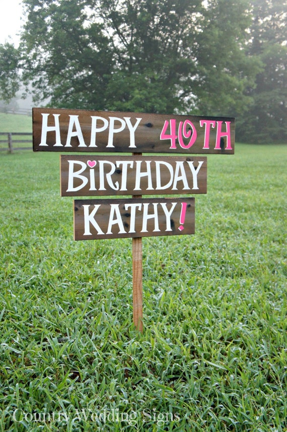 Happy Birthday Party Wood Yard Sign Happy Birthday Sign