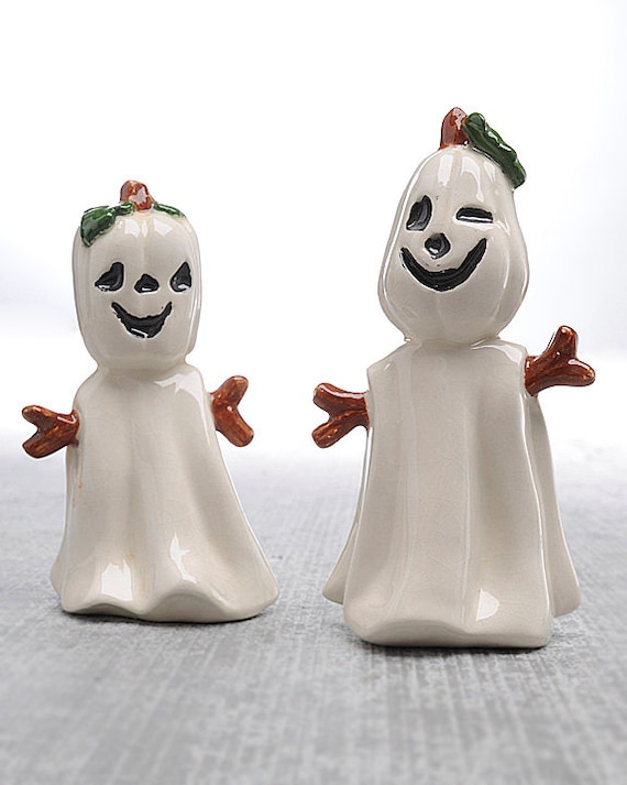 Vintage Halloween Decor Ghost Figurines Pumpkin by VintageSmiths